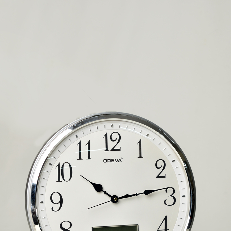 Wall Clock - White, Silver Frame