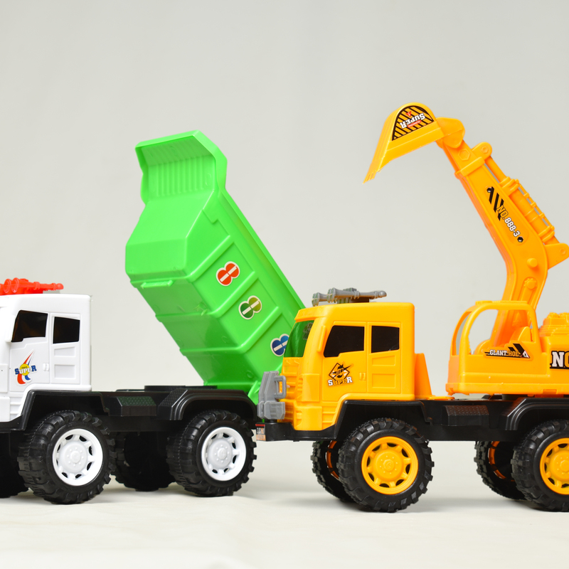 White & Green Tipper Truck
Yellow Excavator Truck